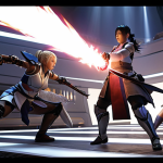 **A group of diverse Honkai: Star Rail characters ready for battle against a formidable boss. Focus on action poses and dynamic lighting, emphasizing the Tank and Healer roles in the team.**